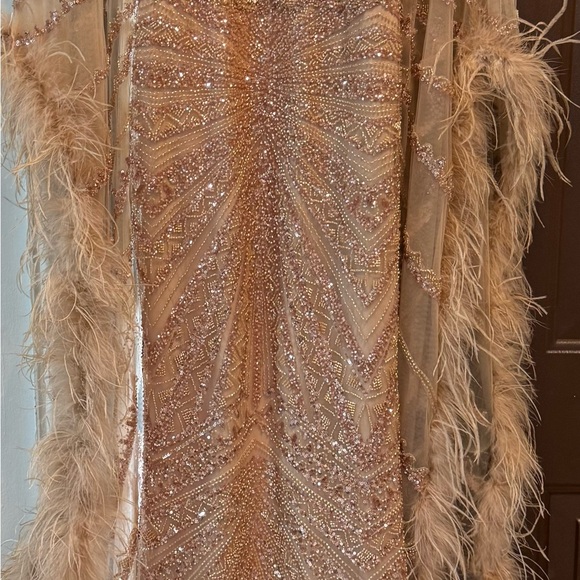 Elegant Long Sleeve Sequin Gown in Rose Gold - Picture 5 of 5